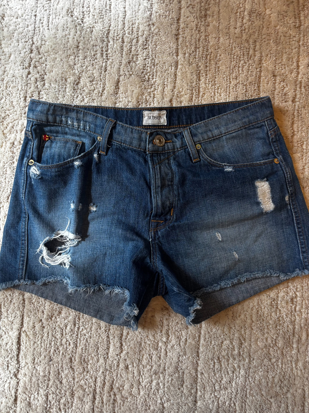 Hudson Denim Cutoff Shorts Distressed Frayed Hem Size 28